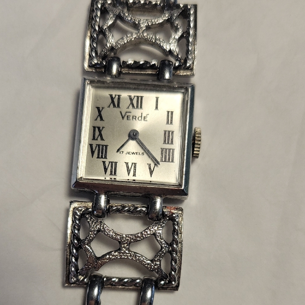 Antique Verde Wind Up Working Watch Silver Roman Numeral Watch